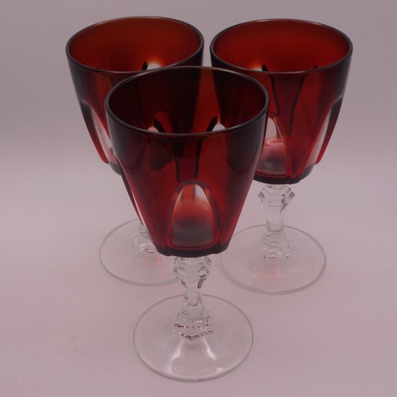 Set of Three(3) Red Wine Glasses France - Picture 2 of 12
